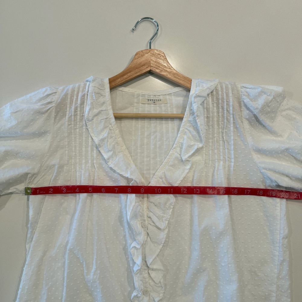 Paneros White Cotton Chloe Shirt Size Medium - Picture 6 of 10